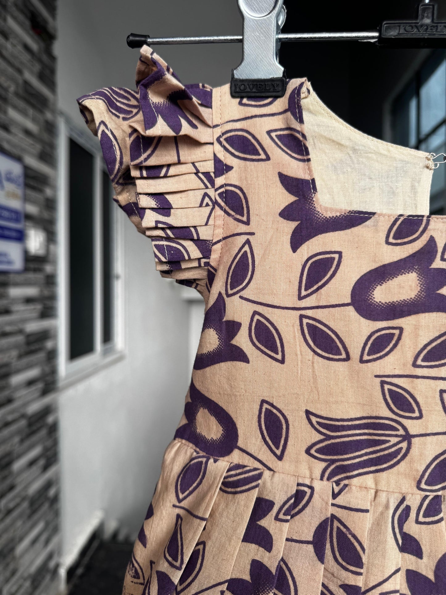 Beige with Purple Kalamkari Cotton Kids Wear