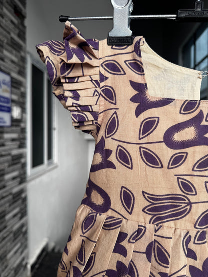 Beige with Purple Kalamkari Cotton Kids Wear