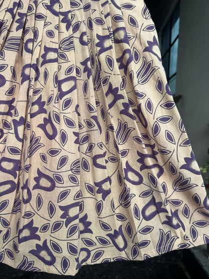 Beige with Purple Kalamkari Cotton Kids Wear