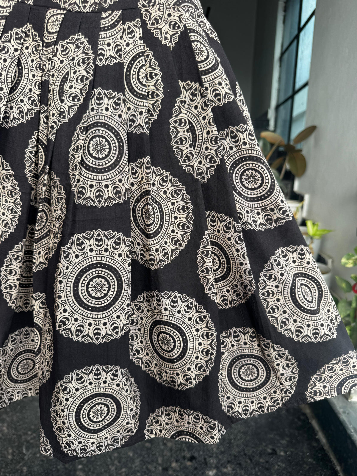 Black & Cream Mandala Print Kalamkari Cotton Kids Wear