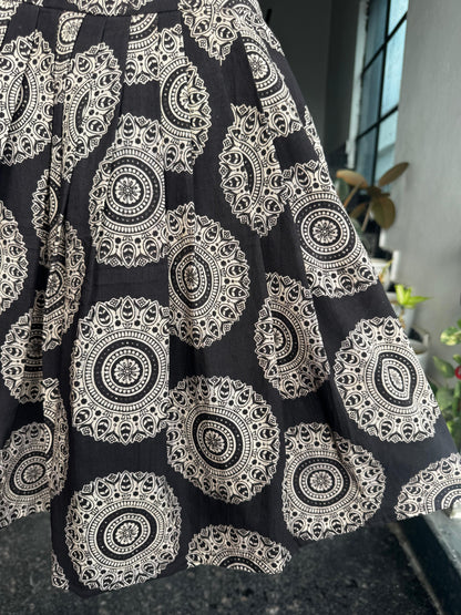 Black & Cream Mandala Print Kalamkari Cotton Kids Wear