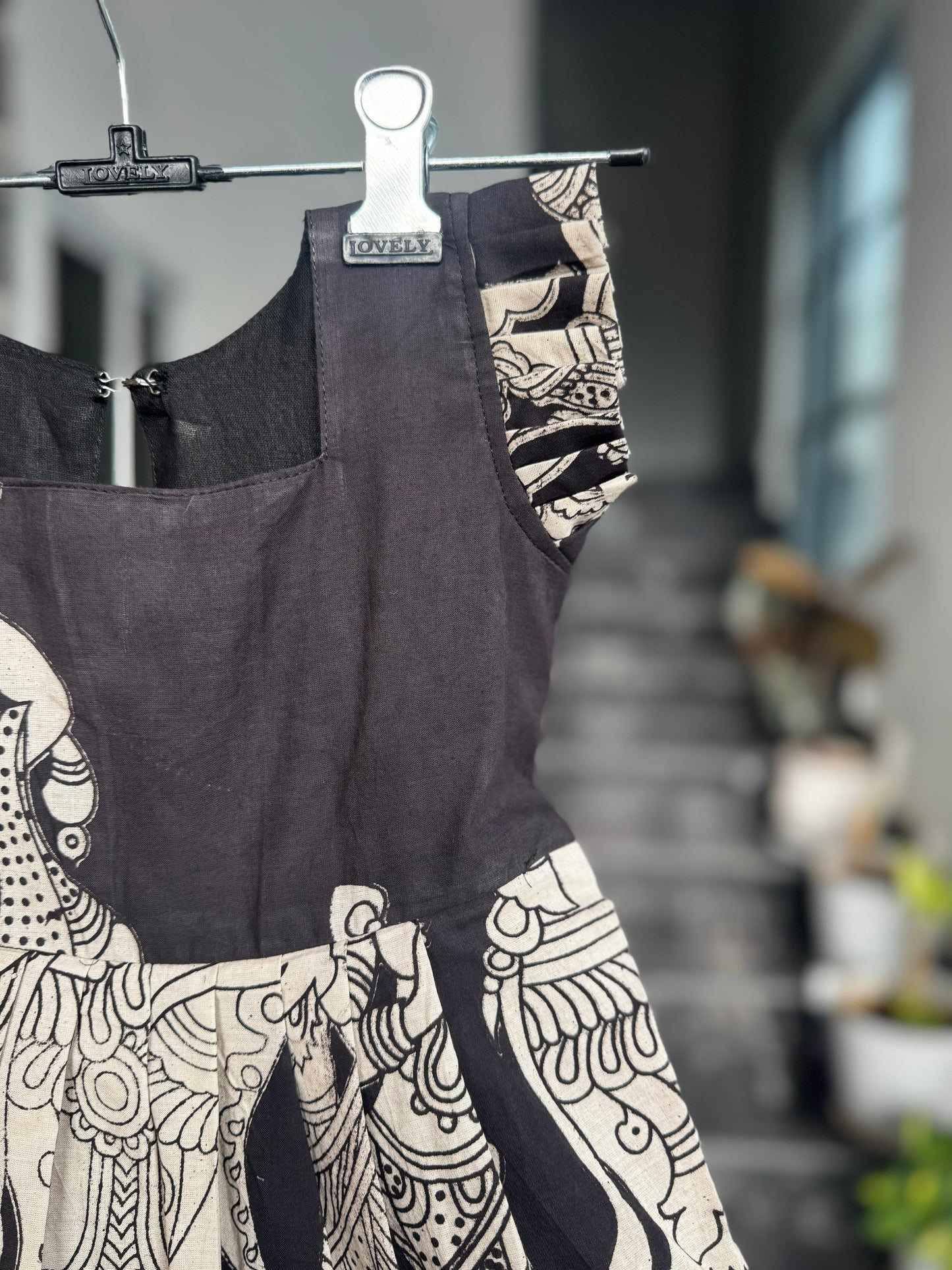 Black & Cream Kalamkari Cotton Kids Wear