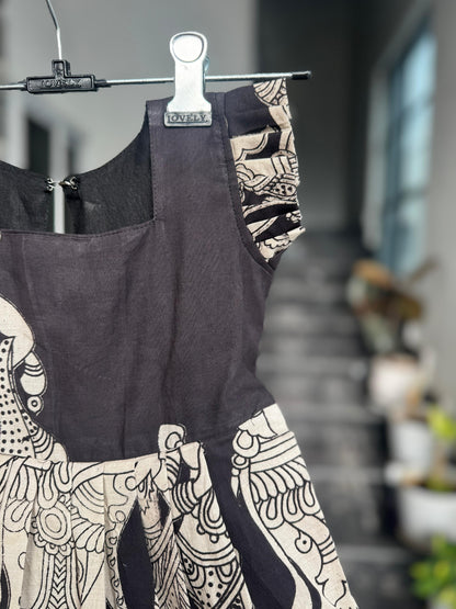 Black & Cream Kalamkari Cotton Kids Wear