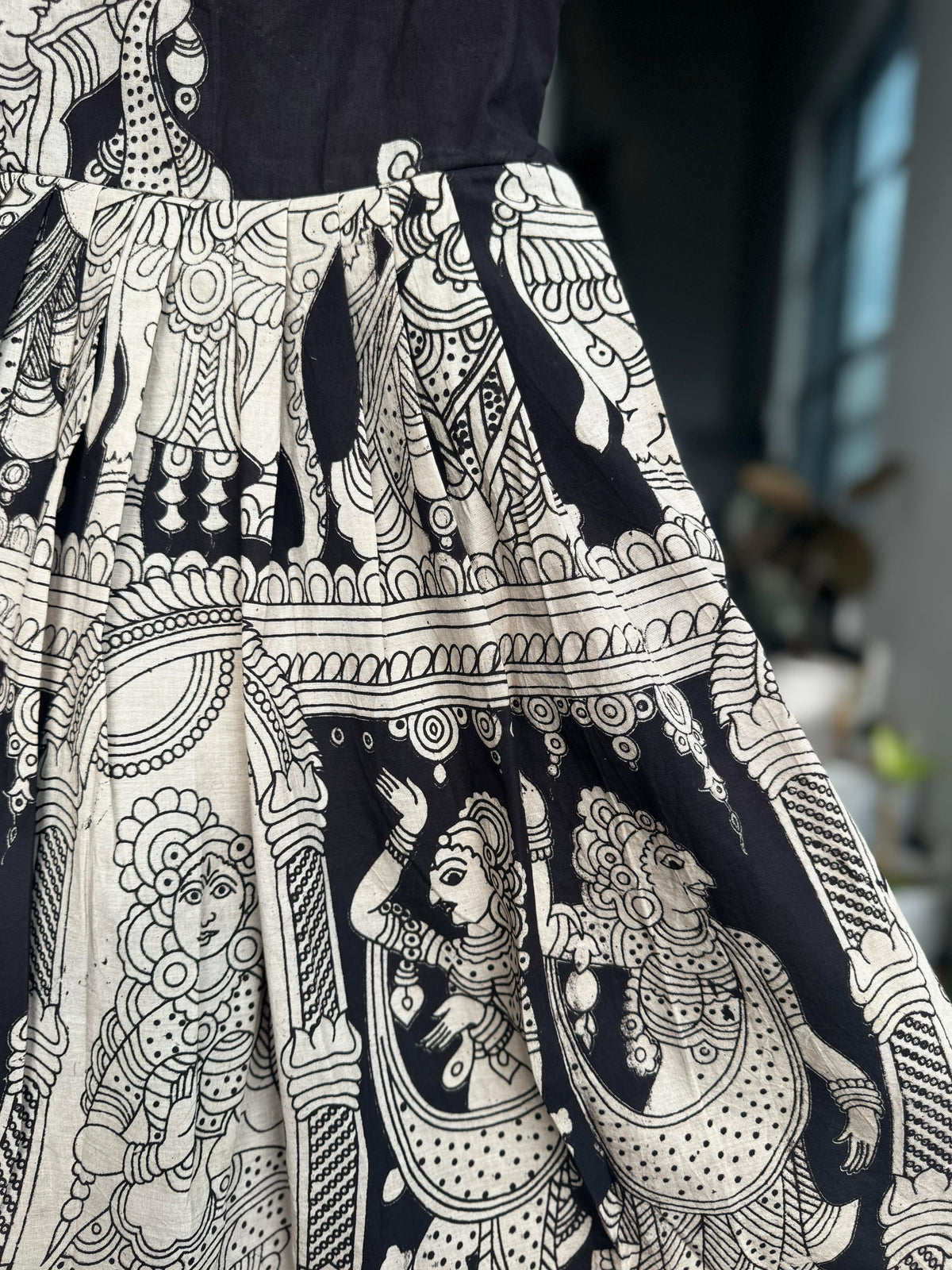 Black & Cream Kalamkari Cotton Kids Wear