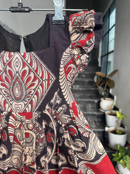 Red & Black Kalamkari Cotton Kids wear