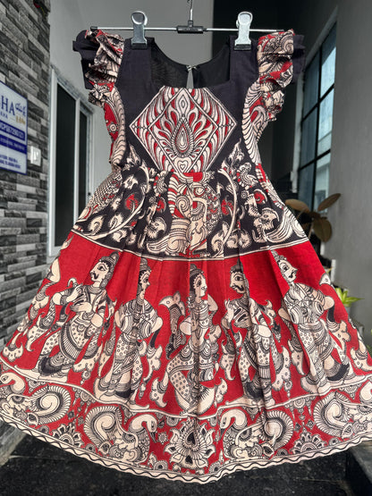 Red & Black Kalamkari Cotton Kids wear