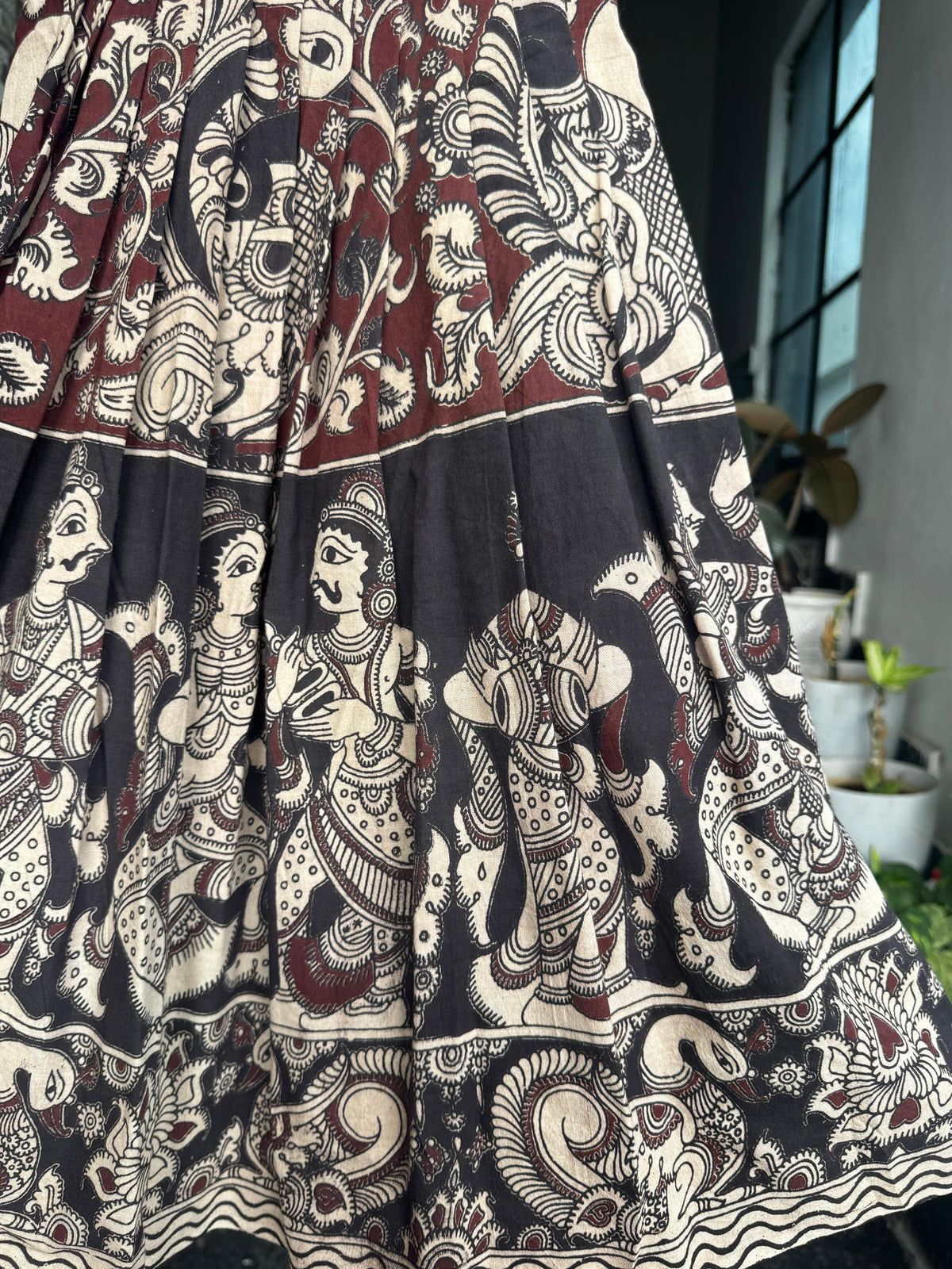 Maroon & Black Kalamkari Cotton Kids Wear
