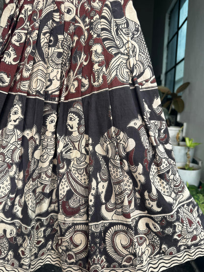Maroon & Black Kalamkari Cotton Kids Wear