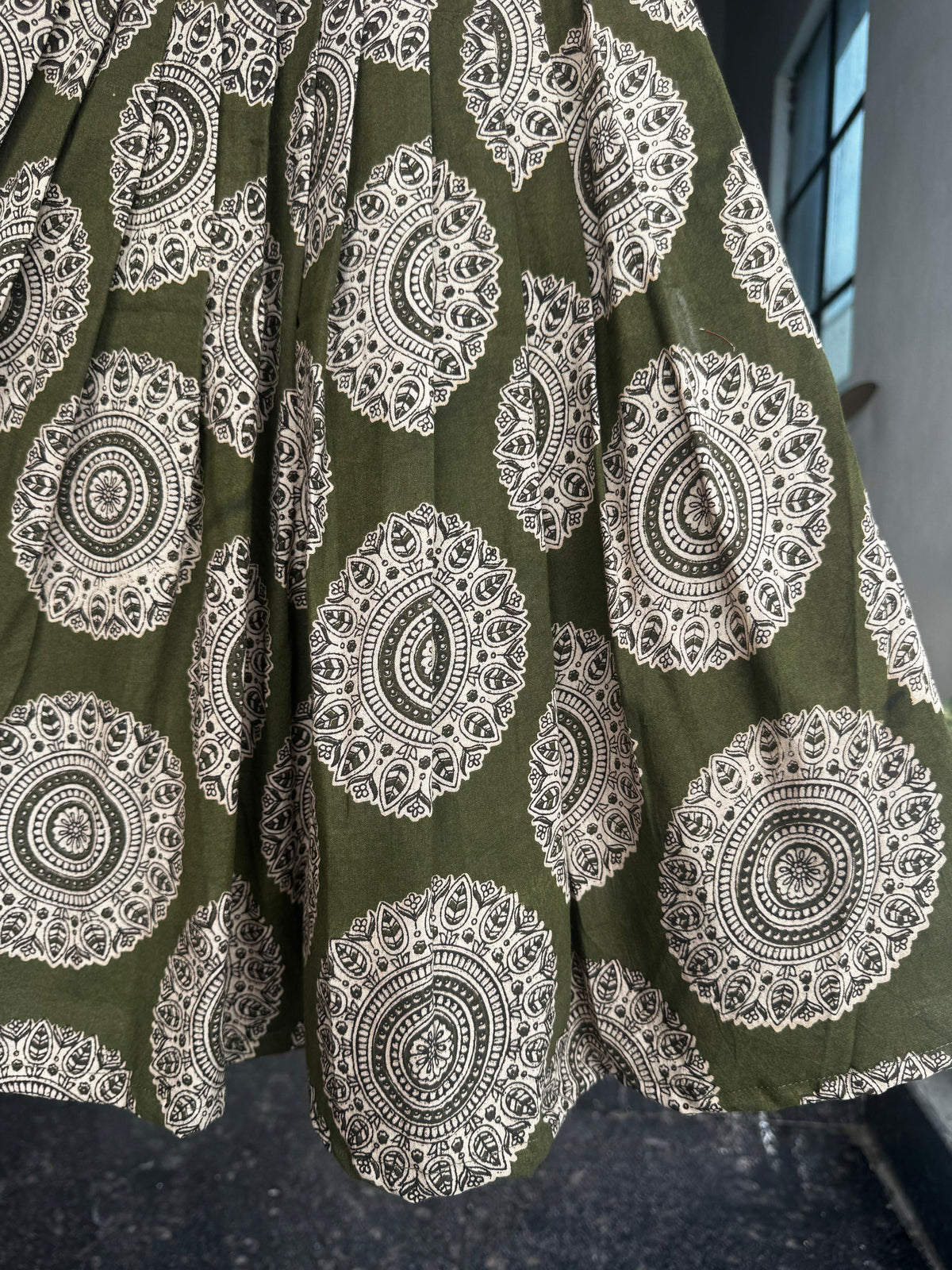 Olive Green Kalamkari Cotton Kids Wear