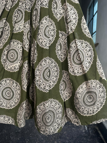 Olive Green Kalamkari Cotton Kids Wear