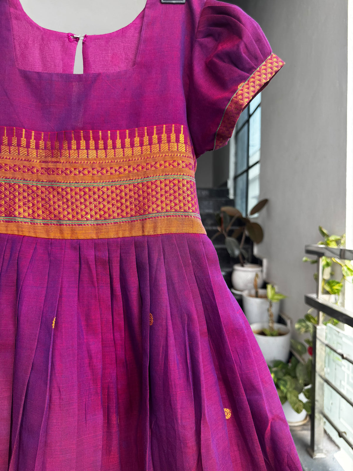 Magenta Narayanpet Cotton Kids Wear