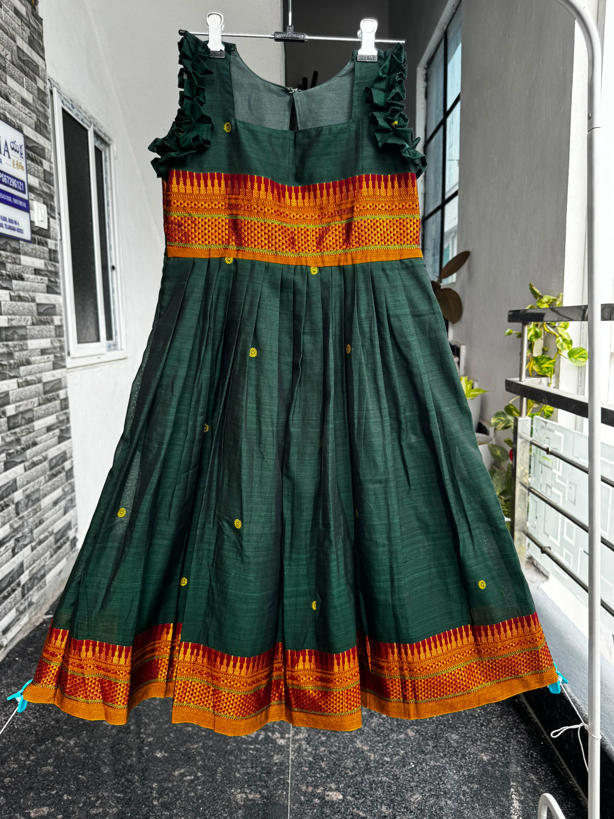 Bottle Green Narayanpet Cotton Kids Wear