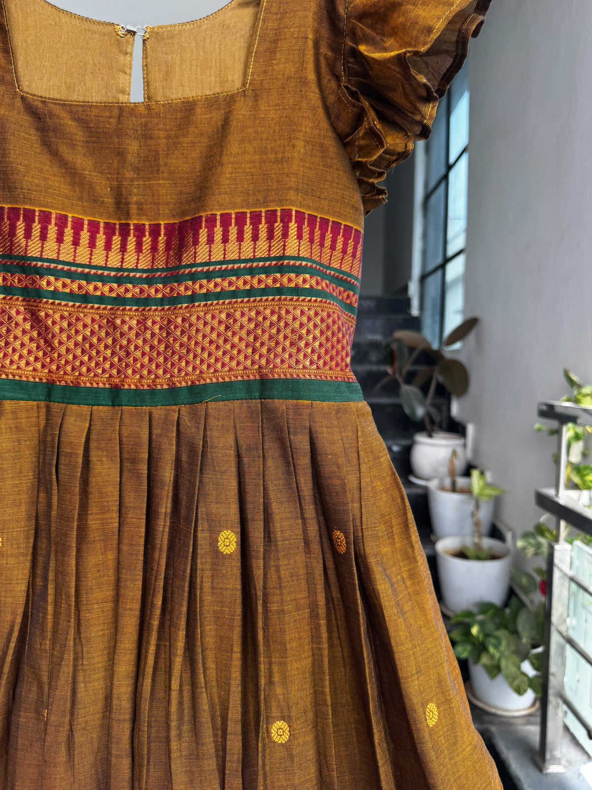 Mustard Gold Narayanpet Cotton Kids Wear
