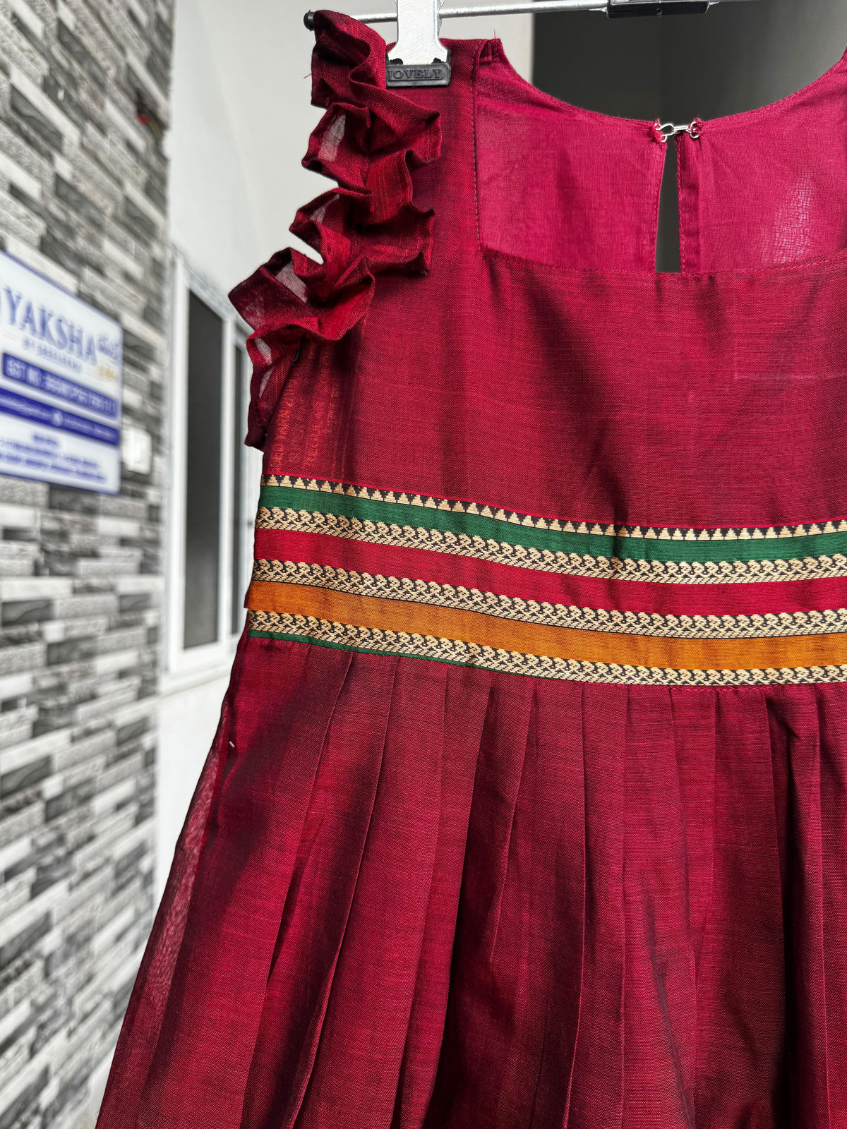 Maroon Narayanpet Cotton Kids Wear