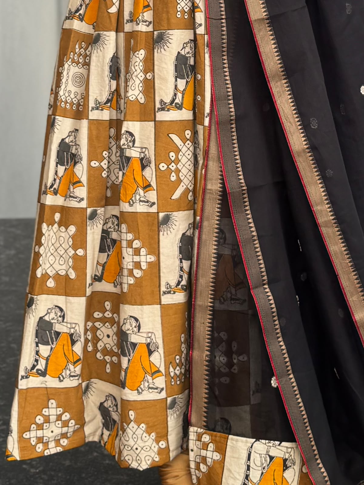 Black & Mustard Kalamkari Anarkali 2-Piece Set