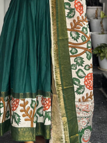 Dark Green Nellore Silk Nizam Border Anarkali 2-Piece Set