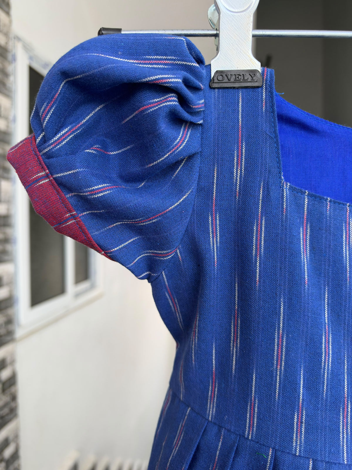 Blue Ikkat Kids Wear – Traditional Woven Stripes &amp; Flared Design